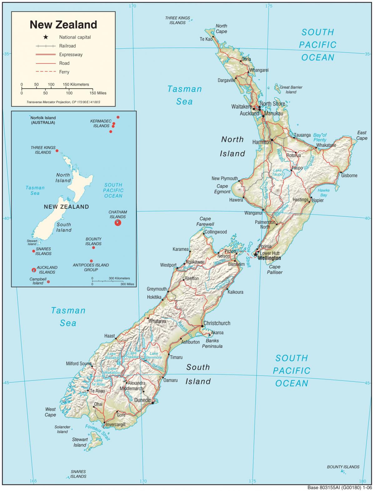 La mappa della nuova zelanda isola del nord con la distanza