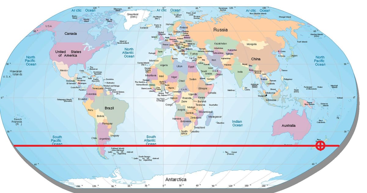 La mappa della nuova zelanda latitudine