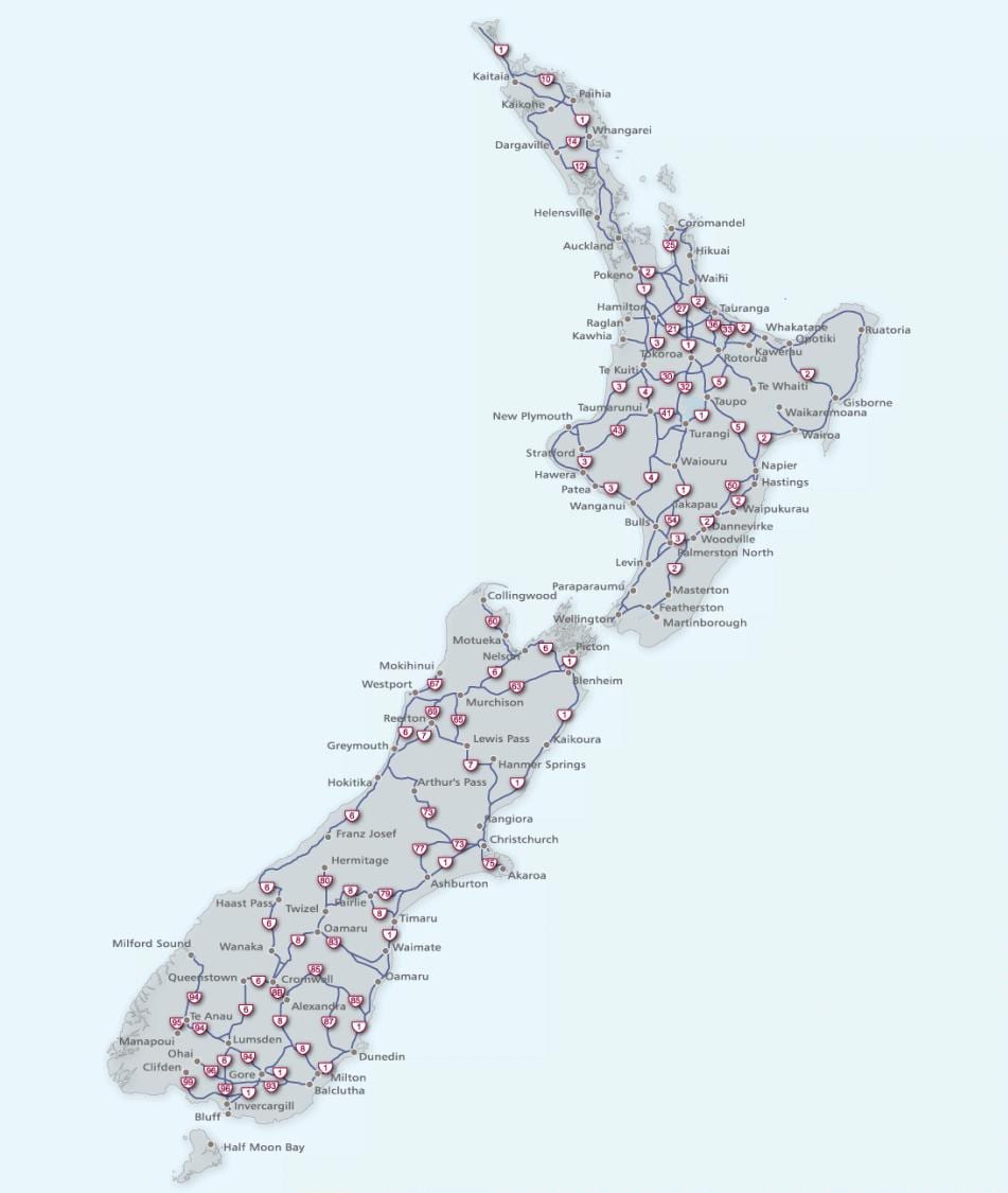 La mappa della nuova zelanda rotta