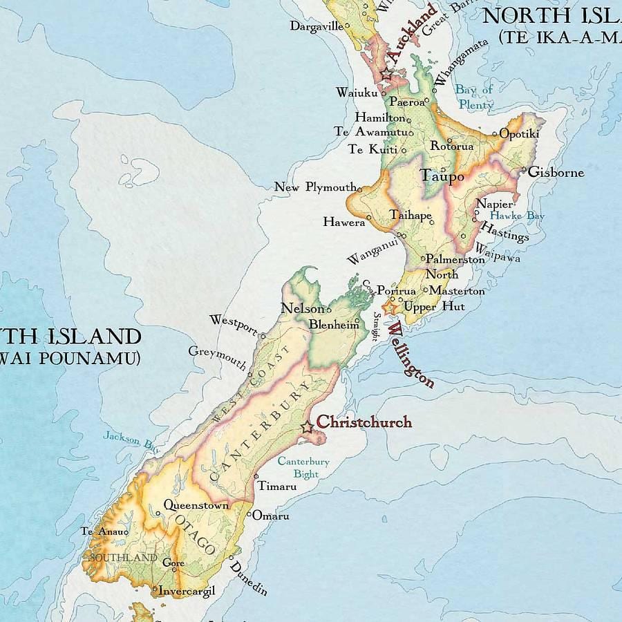 La mappa della nuova zelanda stampa