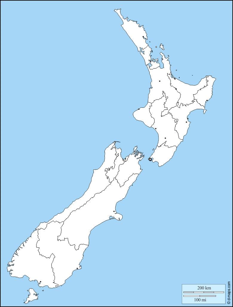 mappa vuota di australia e nuova zelanda