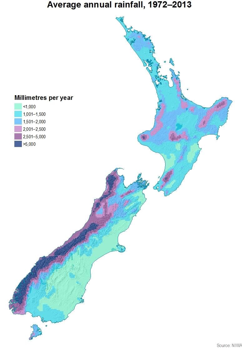 nuova zelanda pioggia mappa