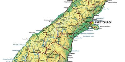 La mappa delle alpi meridionali della nuova zelanda