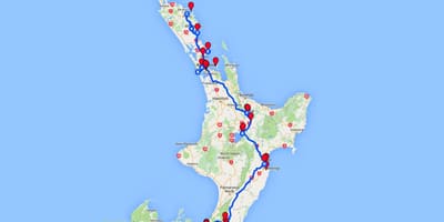 Guida mappa dell'isola del nord della nuova zelanda