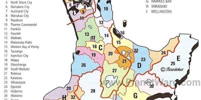 La mappa della nuova zelanda isola del nord regioni e distretti
