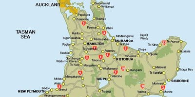Mappa del centro di north island, nuova zelanda