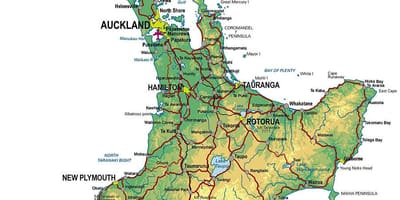 Nuova zelanda isola del nord attrazioni turistiche mappa