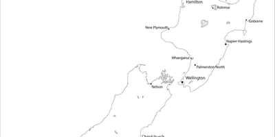 La mappa della nuova zelanda in bianco e nero