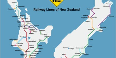 Nuova zelanda rete ferroviaria mappa