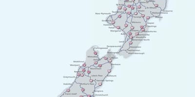La mappa della nuova zelanda rotta 