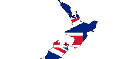 La mappa della nuova zelanda e la bandiera