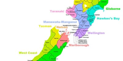 Mappa politica dell'australia e della nuova zelanda