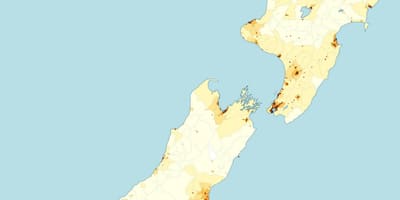 Nuova zelanda densità di popolazione mappa